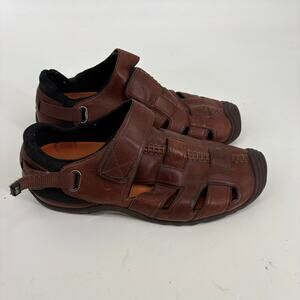 J-41‎ Men's Brown Leather Fisherman Sandals Size 10M Renegade Outdoors Hiking